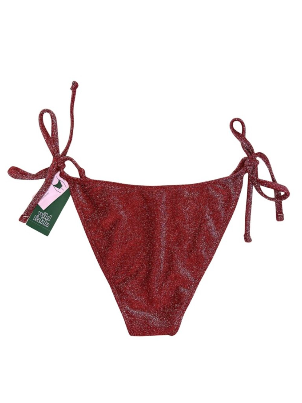 NWT Wild fable Burgundy Glitter Tie-Side Bikini Bottom - Picture 2 of 5